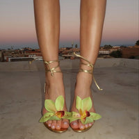 Lailah | Open High-heeled Sandals with Cross Straps